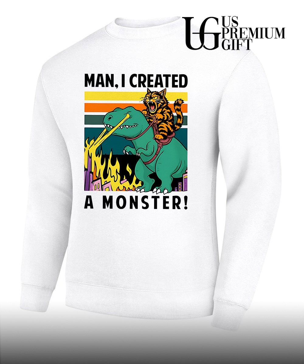 Cat riding T-Rex Man I created a Monster shirt Unisex