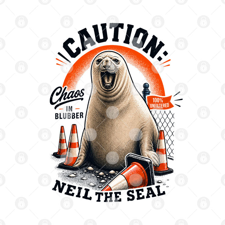 Caution Neil The Seal T Shirt Unisex