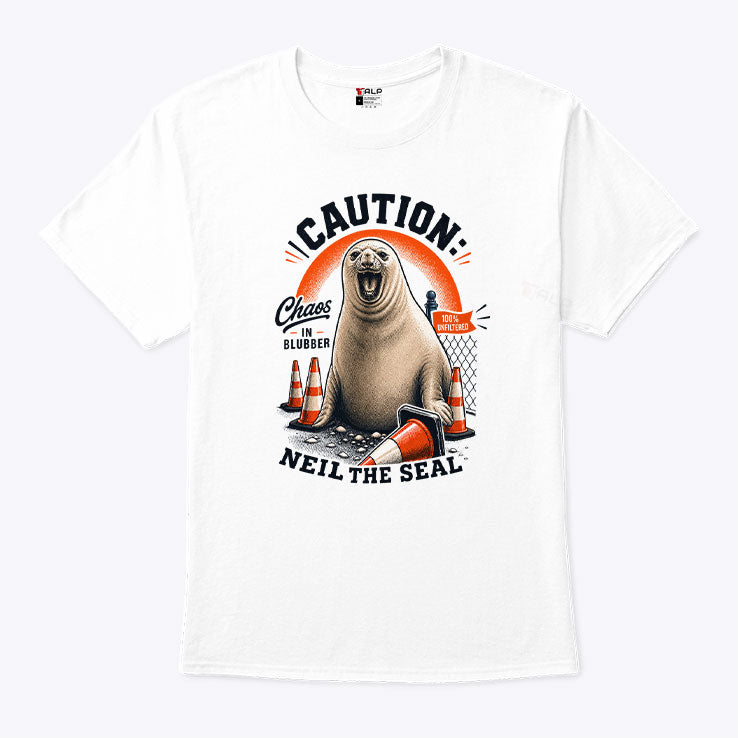 Caution Neil The Seal T Shirt Unisex