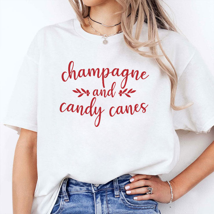 Champagne And Candy Canes Christmas T Shirt Unisex