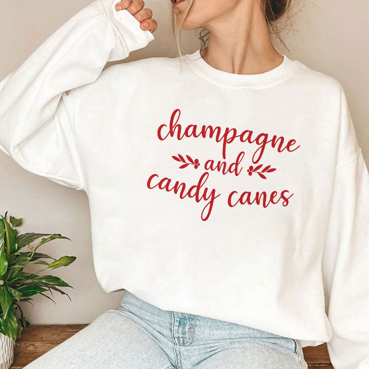 Champagne And Candy Canes Christmas T Shirt Unisex