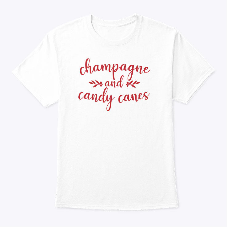 Champagne And Candy Canes Christmas T Shirt Unisex