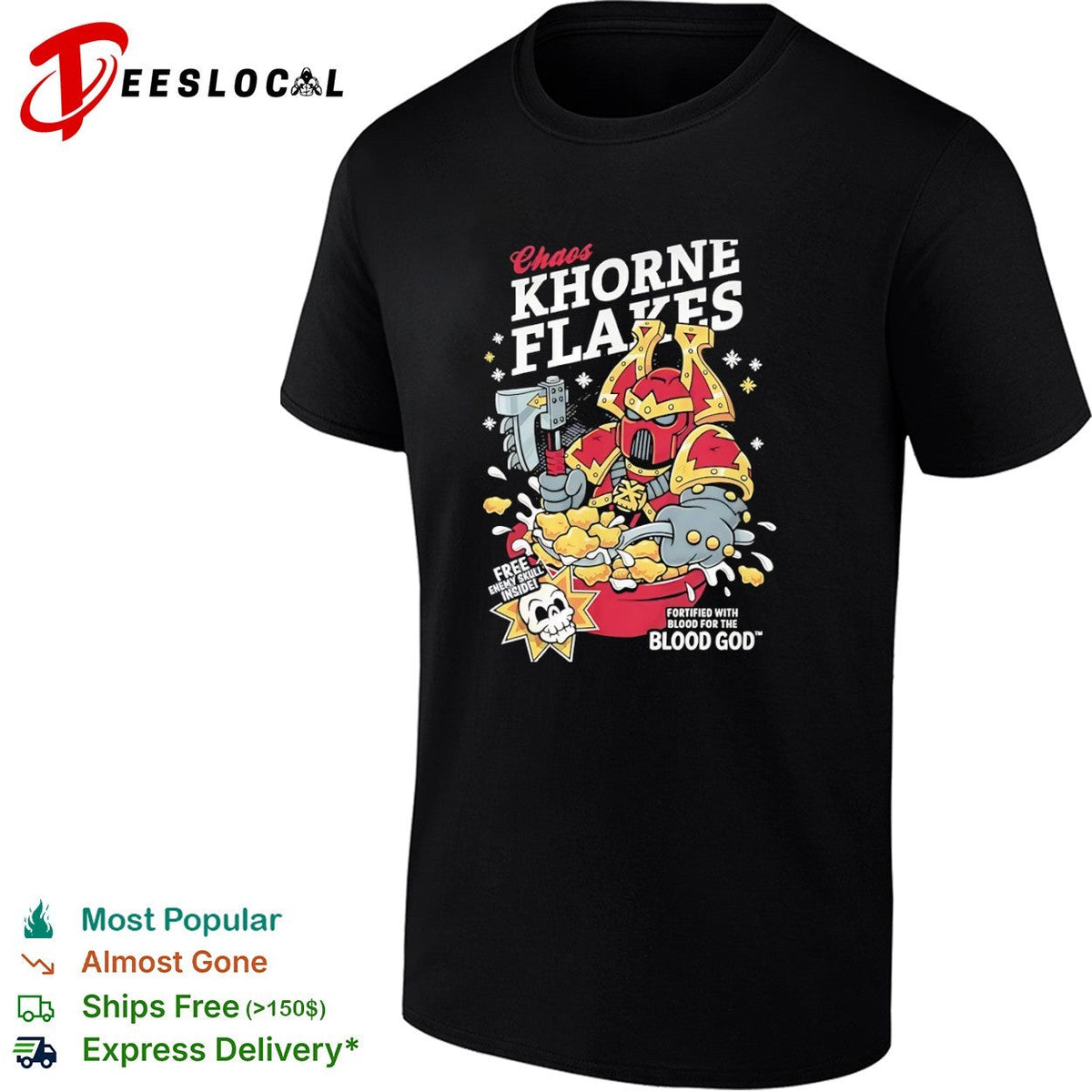 Chaos Khorne Flakes Warhammer 40000 Free Enemy Skull Inside Blood for the Blood God shirt Unisex