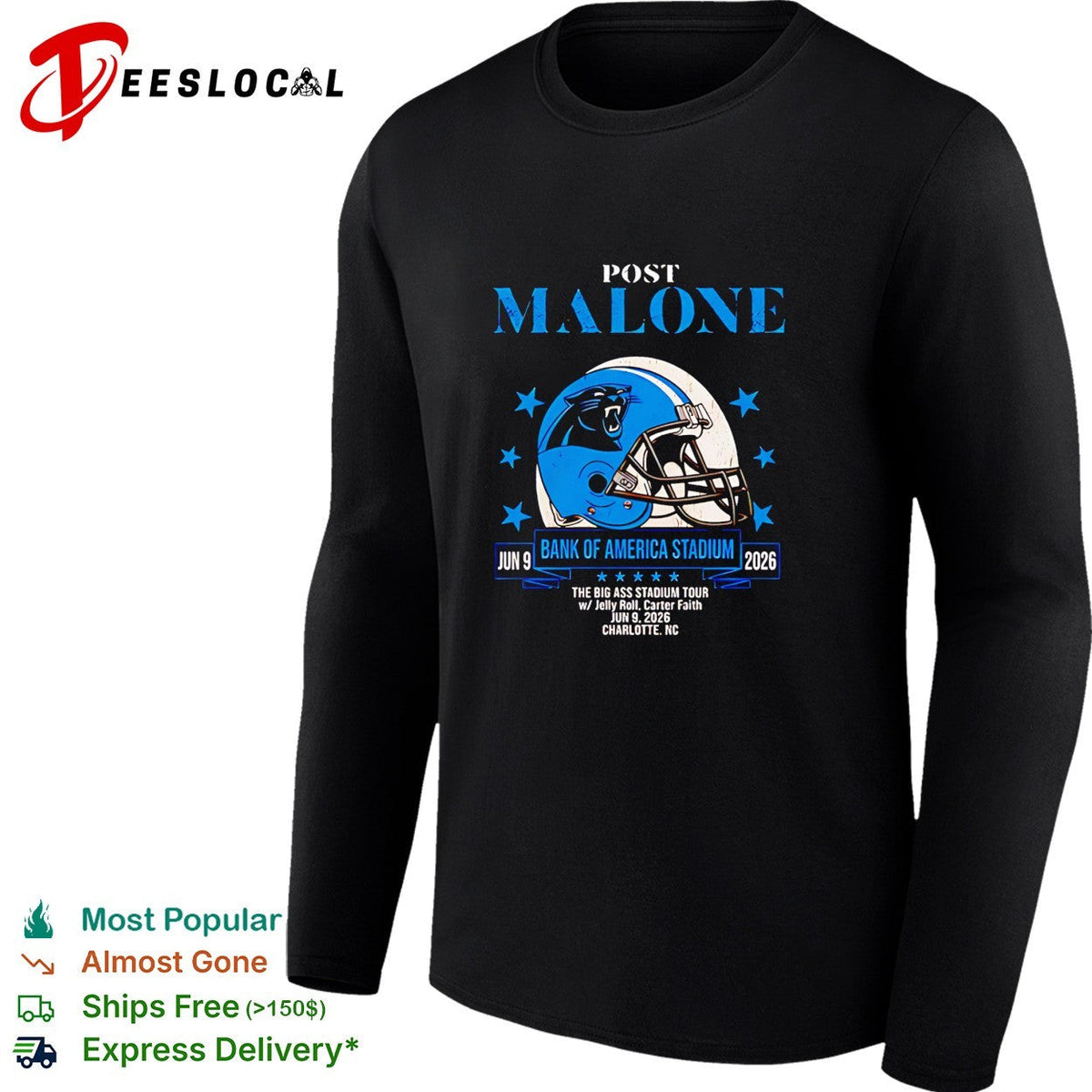 Charlotte Panthers x Post Malone Bank of America Stadium Big Ass Stadium Tour June 2026 shirt