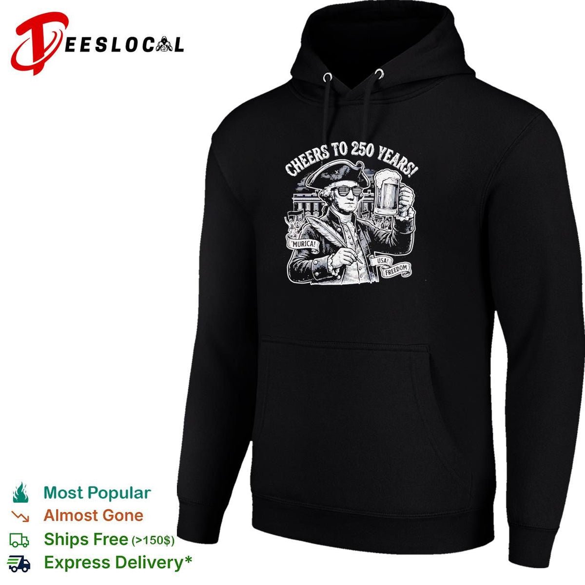 Cheers to 250 years George Washington raising beer patriotic funny shirt Unisex