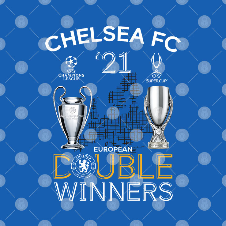 Chelsea 2021 Double Winners Champions League Super Cup T Shirt Unisex
