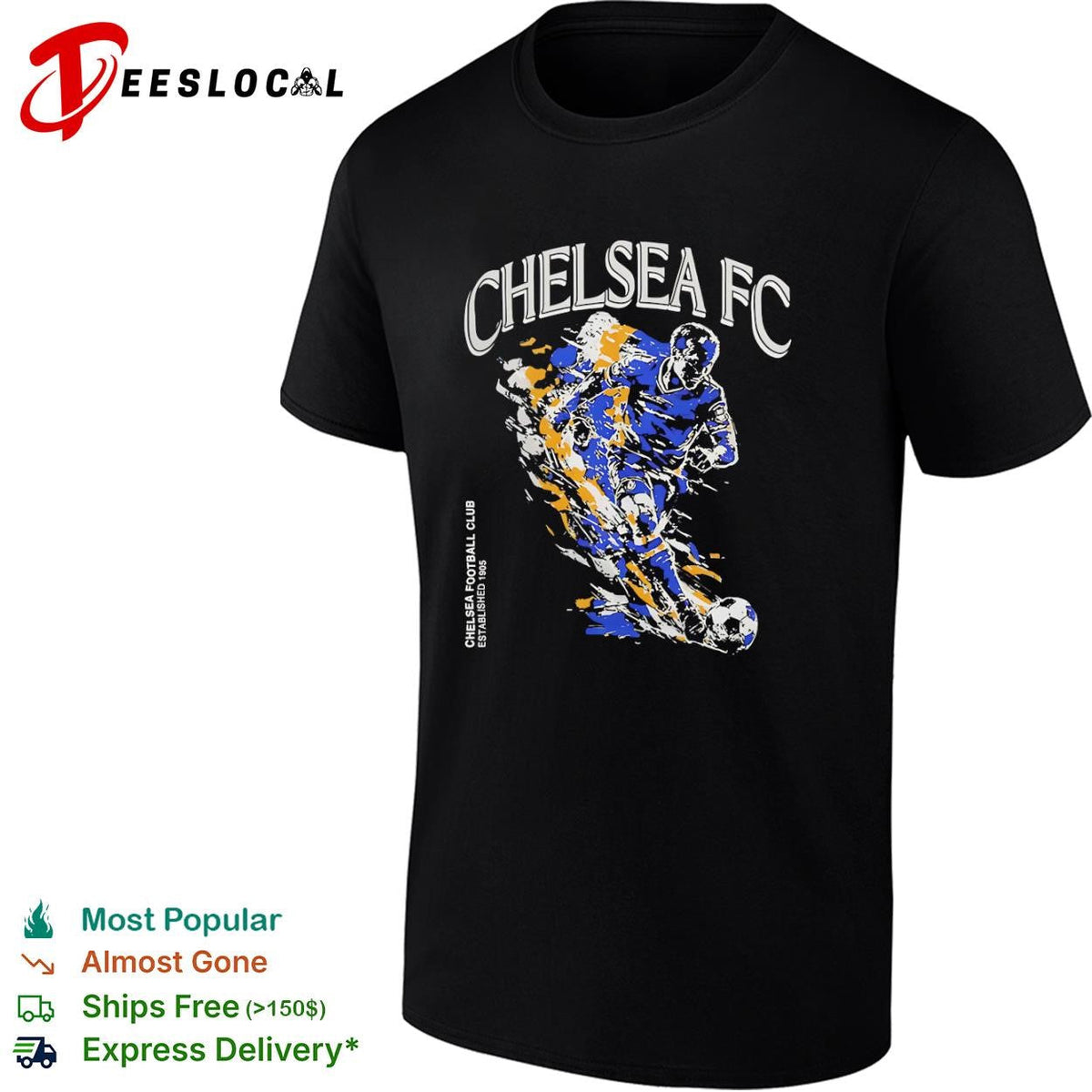Chelsea FC football club established 1905 kicking player shirt Unisex