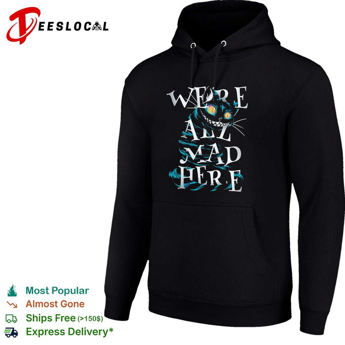 Cheshire Cat Alice in Wonderland We are all mad here shirt Unisex