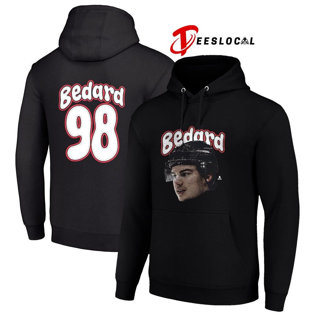 Chicago Blackhawks Connor Bedard portrait name and number shirt Unisex
