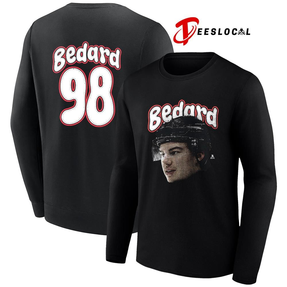 Chicago Blackhawks Connor Bedard portrait name and number shirt Unisex