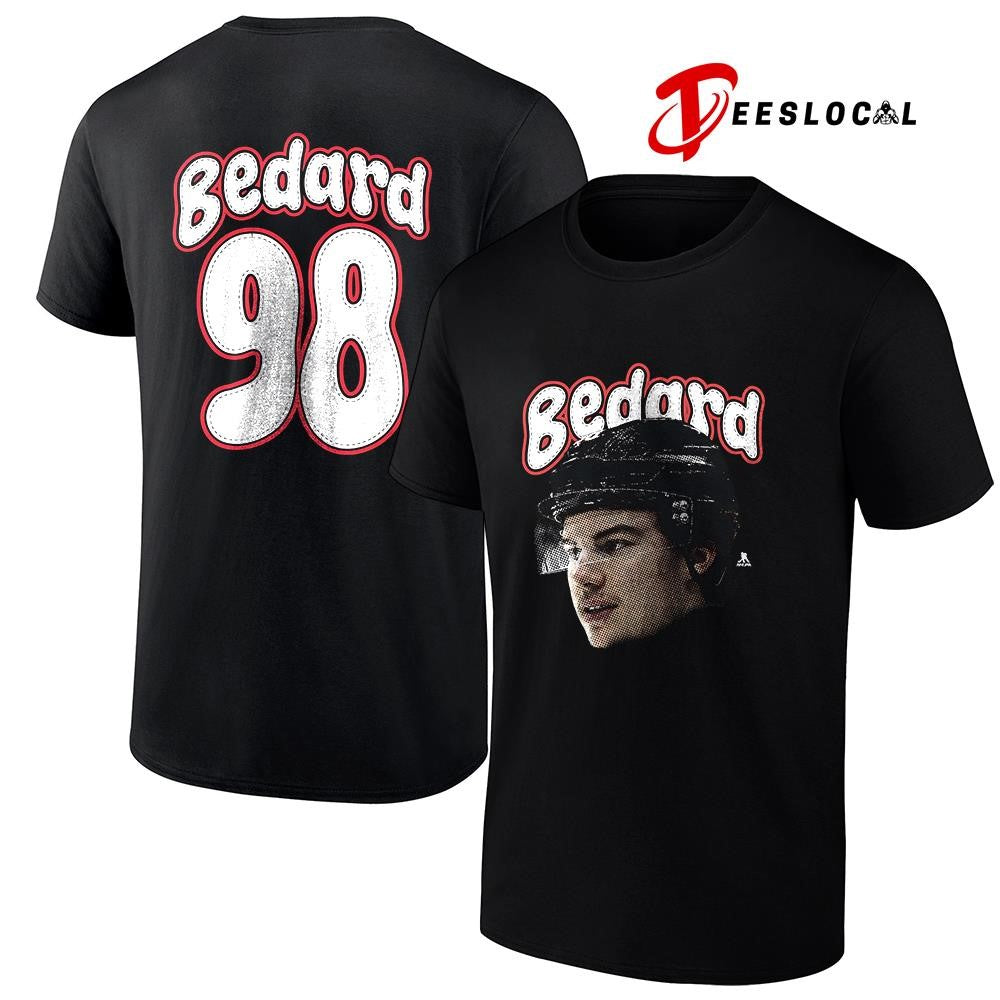 Chicago Blackhawks Connor Bedard portrait name and number shirt Unisex