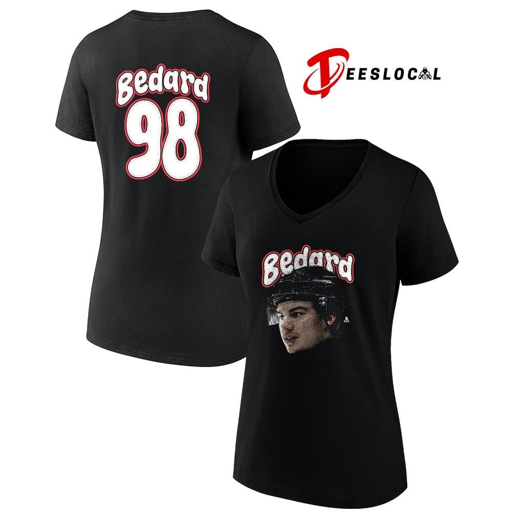 Chicago Blackhawks Connor Bedard portrait name and number shirt Unisex