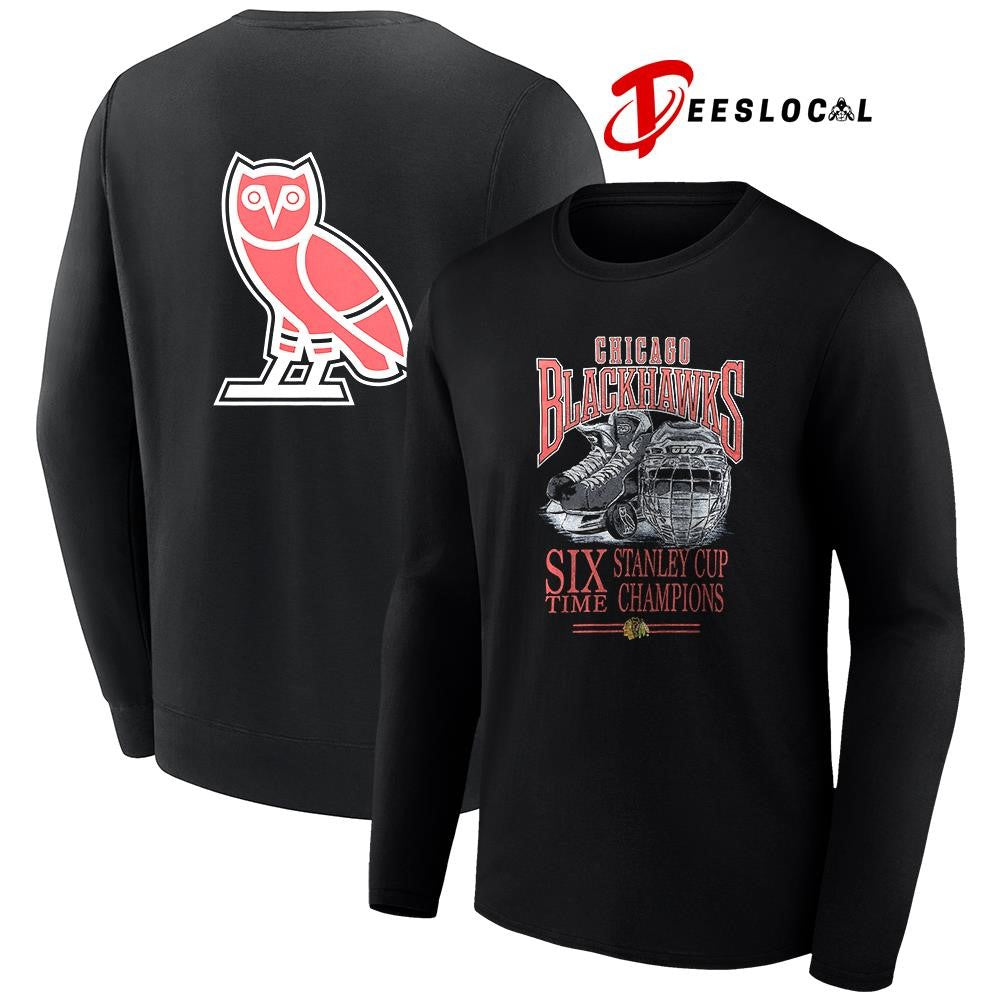 Chicago Blackhawks OVO x NHL six time Stanley Cup champions graphic shirt Unisex