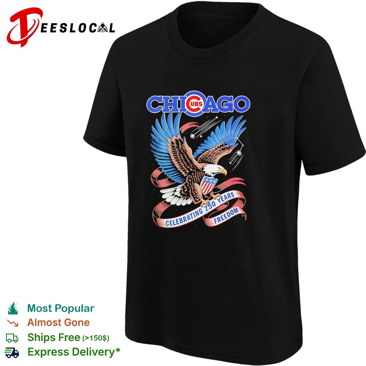 Chicago Cubs Celebrating 250 Years Freedom American Eagle Patriotic shirt Unisex