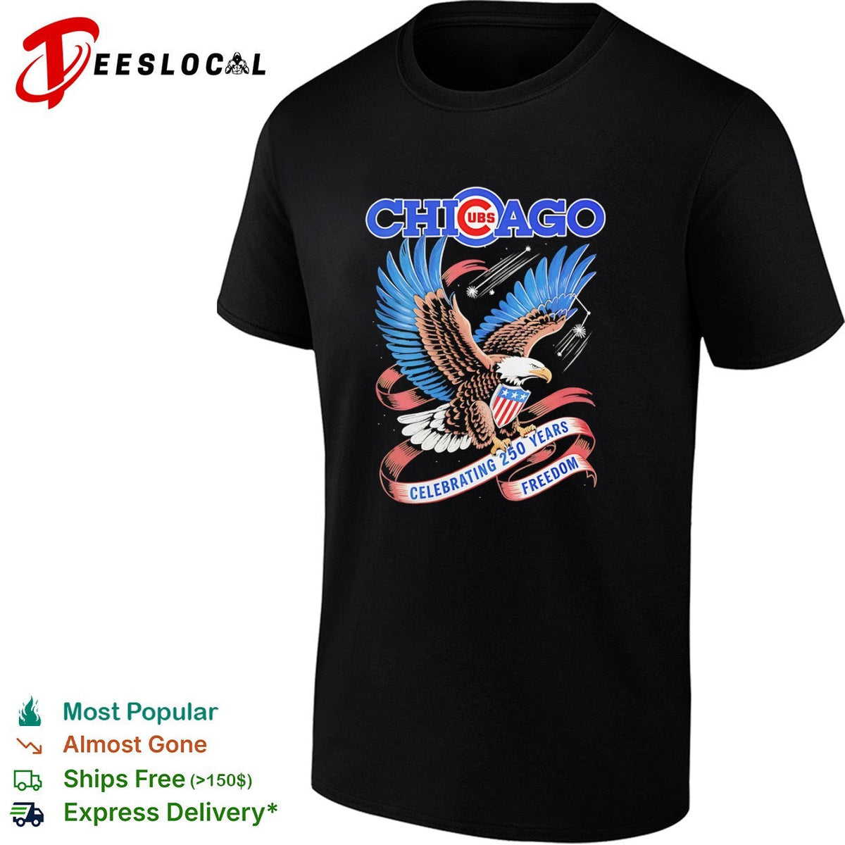 Chicago Cubs Celebrating 250 Years Freedom American Eagle Patriotic shirt Unisex