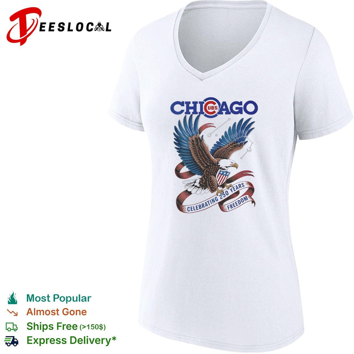 Chicago Cubs Celebrating 250 Years of Freedom American Eagle Patriotic Shirt Unisex