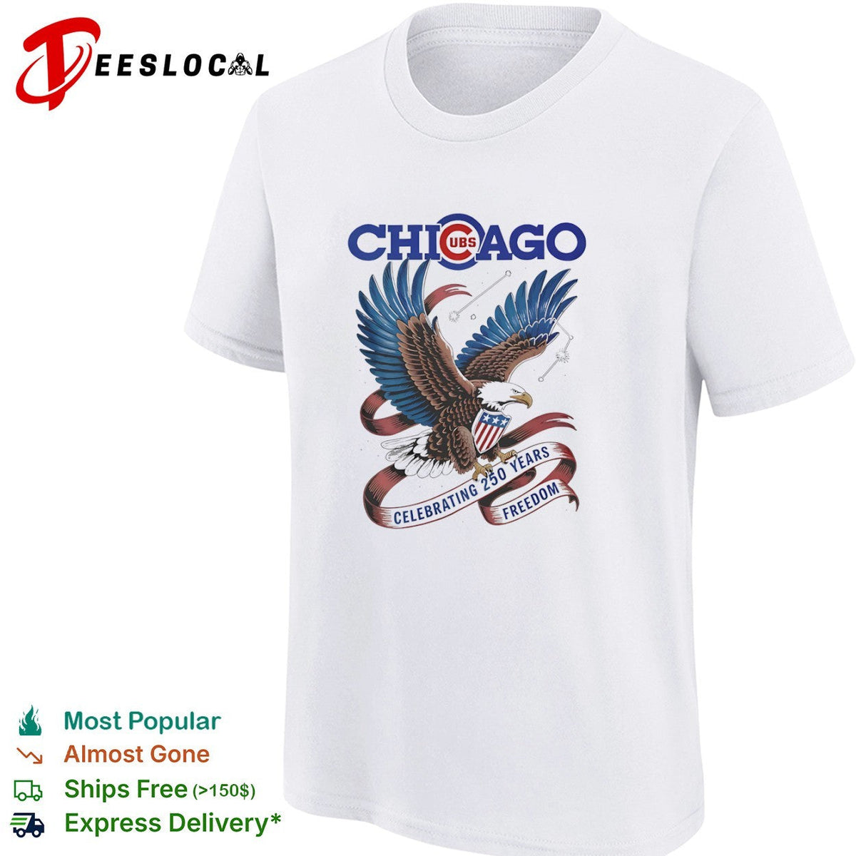 Chicago Cubs Celebrating 250 Years of Freedom American Eagle Patriotic Shirt Unisex