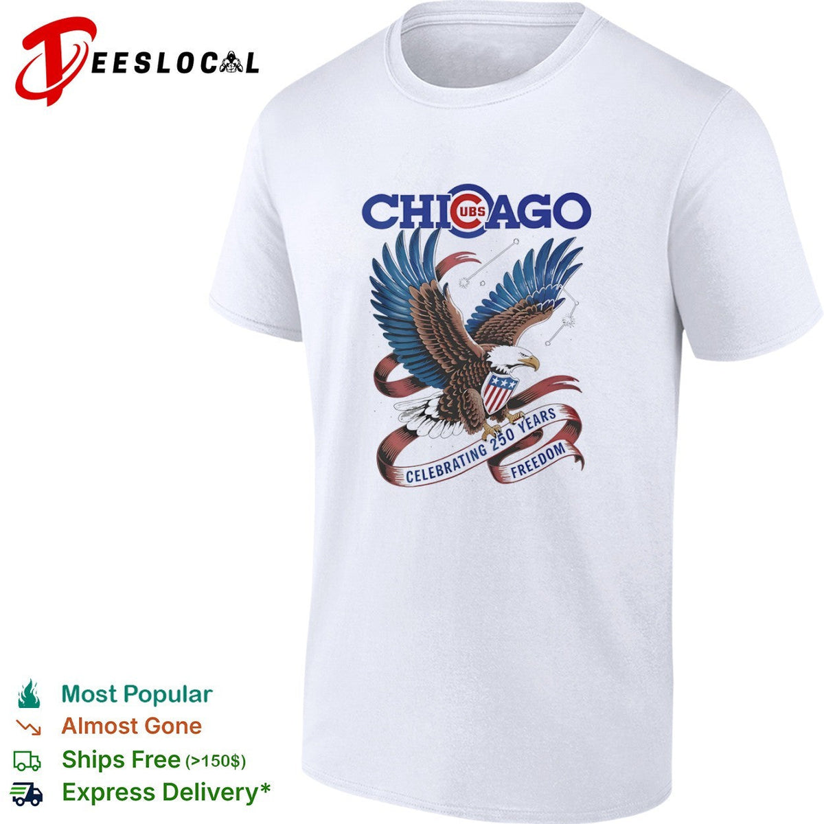 Chicago Cubs Celebrating 250 Years of Freedom American Eagle Patriotic Shirt Unisex