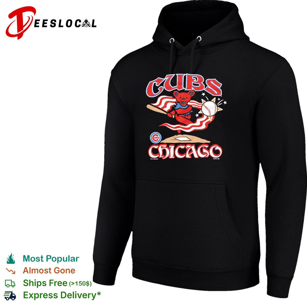 Chicago Cubs x Grateful Dead dancing bear Chicago graphic shirt Unisex