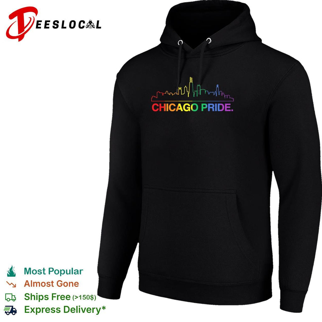 Chicago Pride rainbow skyline LGBTQ graphic shirt Unisex