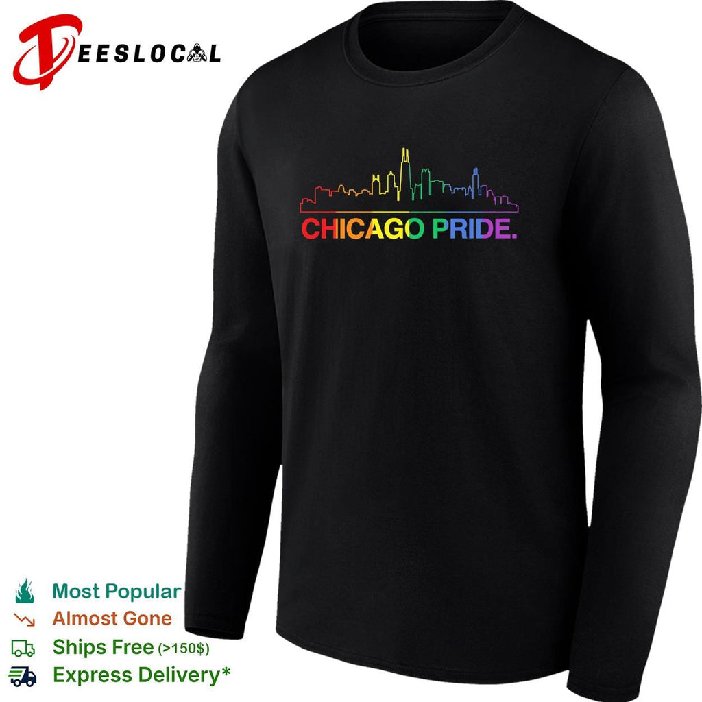 Chicago Pride rainbow skyline LGBTQ graphic shirt Unisex