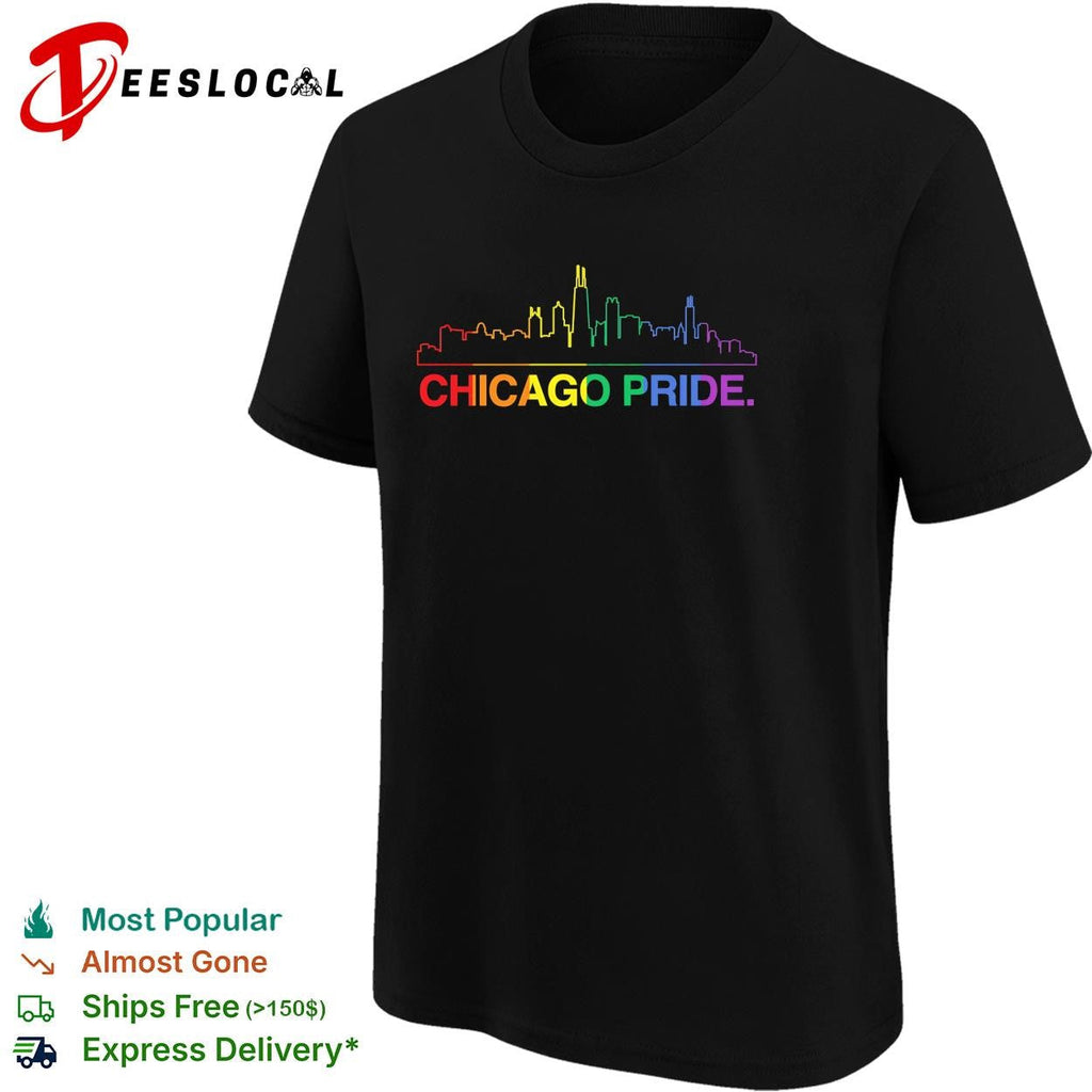Chicago Pride rainbow skyline LGBTQ graphic shirt Unisex