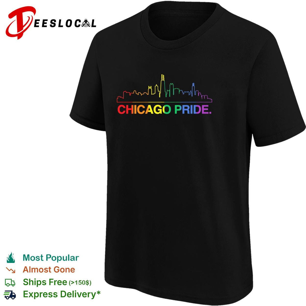 Chicago Pride rainbow skyline LGBTQ graphic shirt Unisex