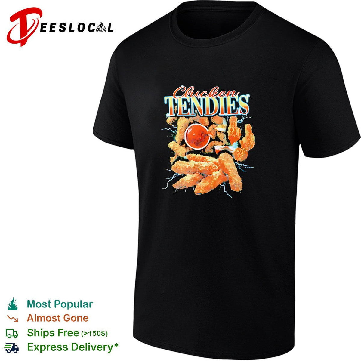 Chicken tendies food lightning vintage graphic shirt Unisex