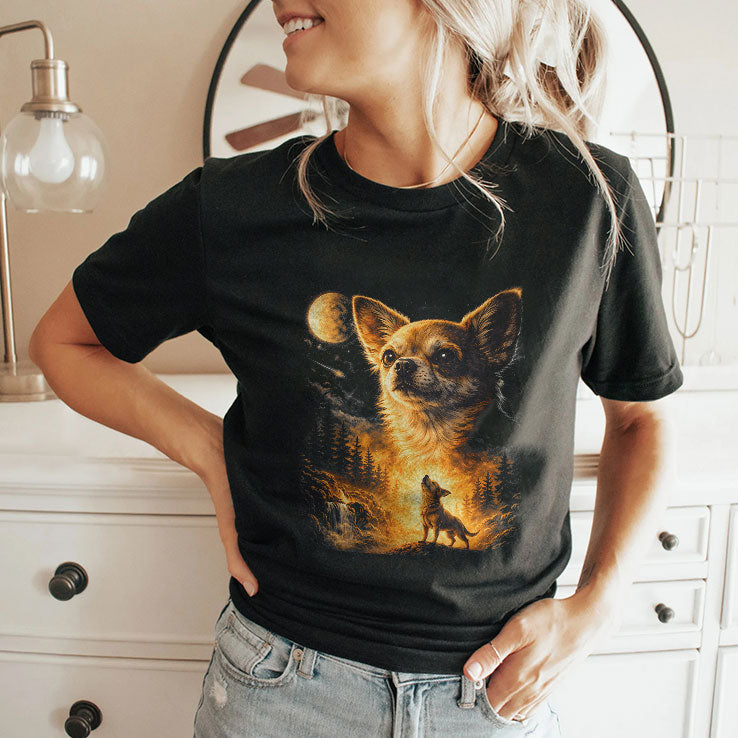 Chihuahua Howling To The Moon T Shirt Unisex