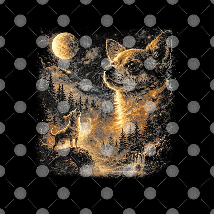 Chihuahua Howling To The Moon Tee Shirt Unisex