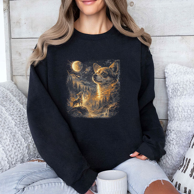 Chihuahua Howling To The Moon Tee Shirt Unisex