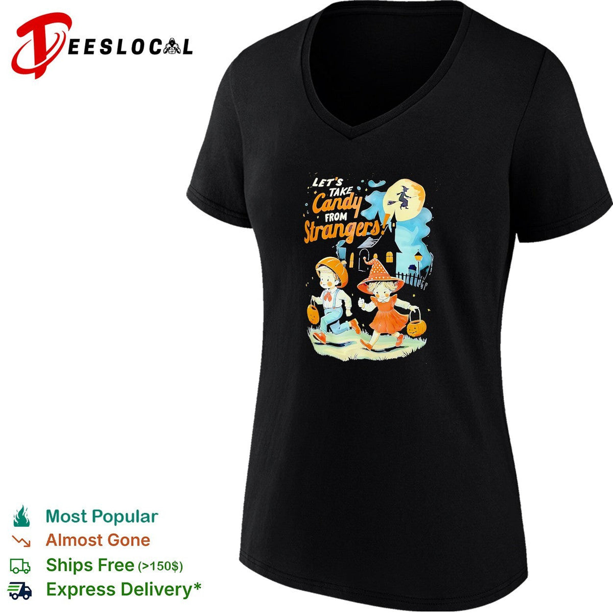 Children trick or treating let’s take candy from strangers shirt Unisex