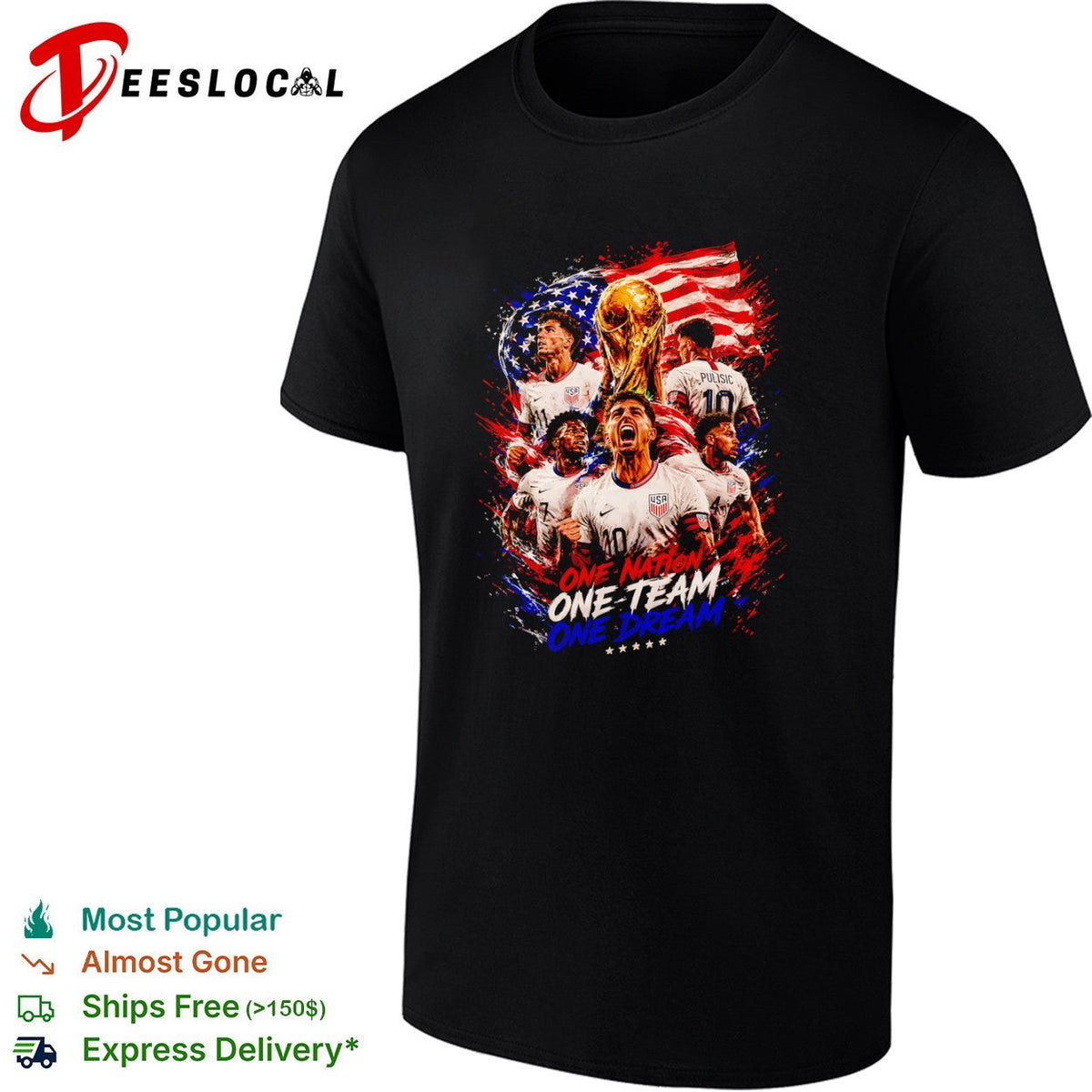 Christian Pulisic USA Soccer One Nation One Team One Dream World Cup FIFA shirt Unisex