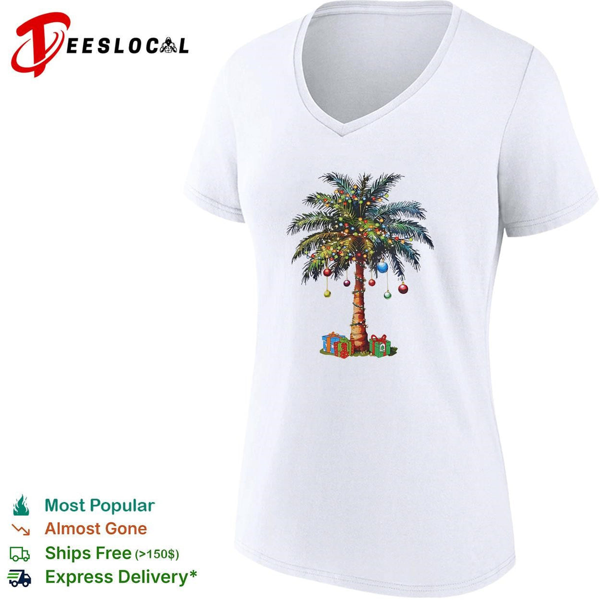 Christmas palm tree tropical ornaments holiday graphic shirt Unisex