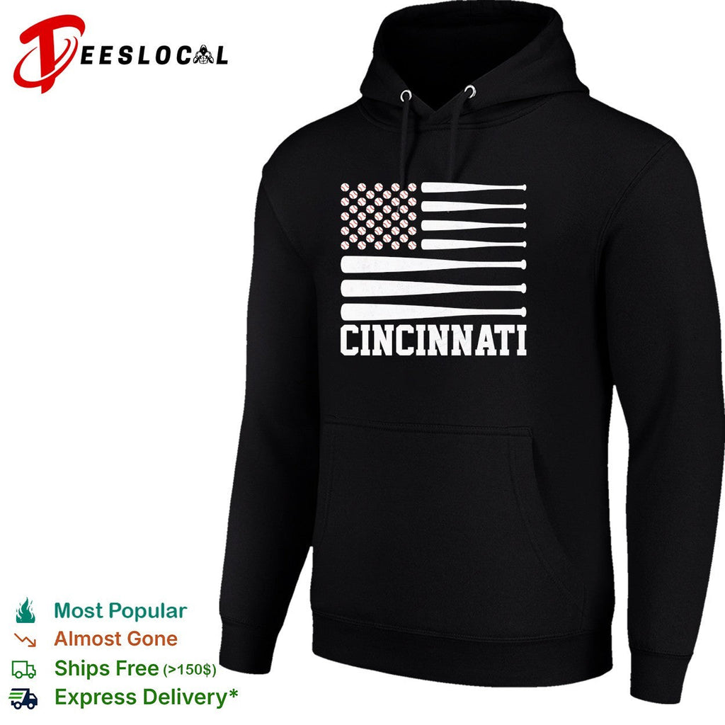 Cincinnati Baseball Flag American Design Major League Baseball Team Fan Shirt Unisex