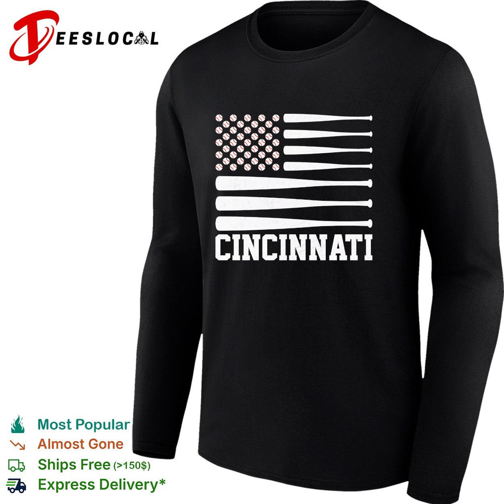 Cincinnati Baseball Flag American Design Major League Baseball Team Fan Shirt Unisex