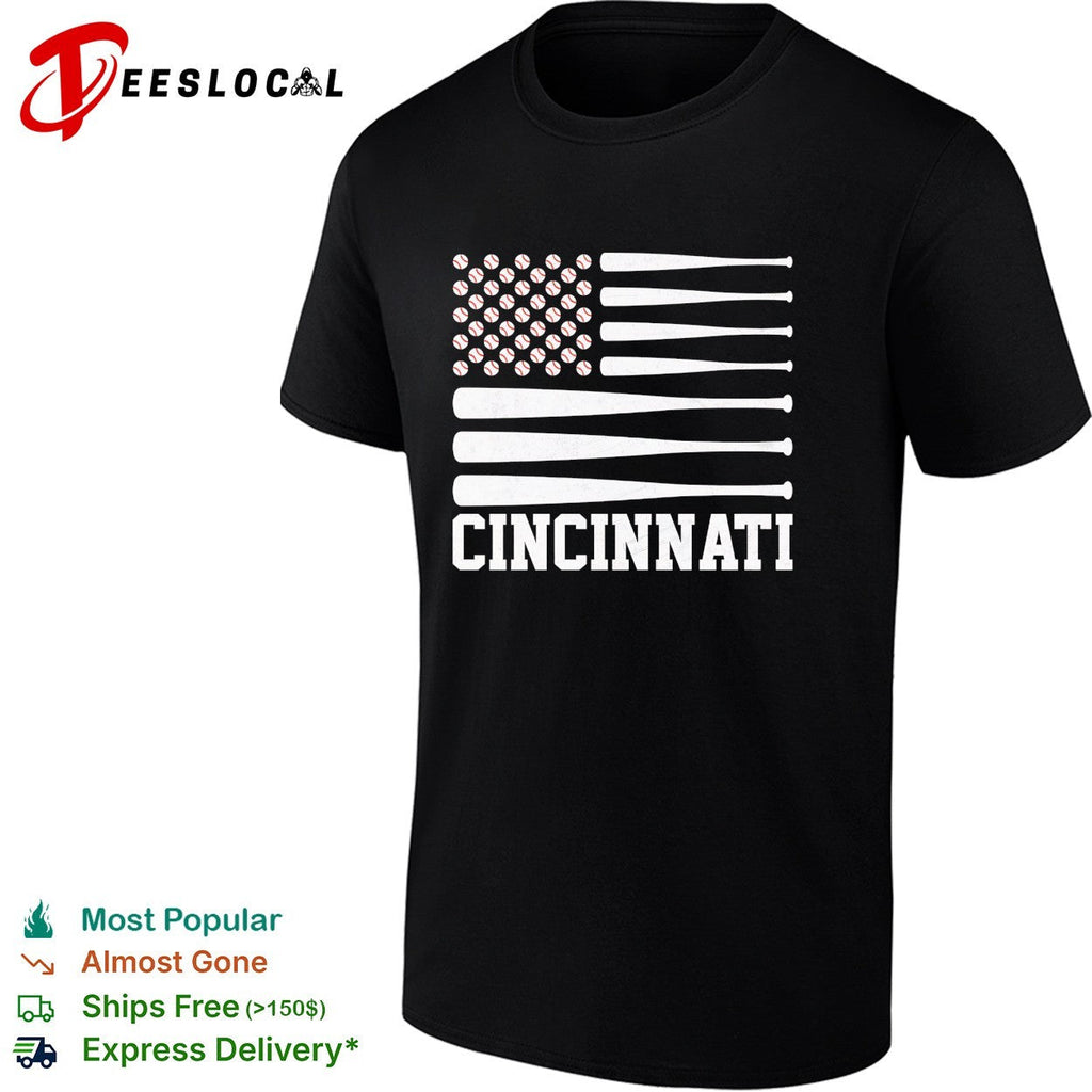 Cincinnati Baseball Flag American Design Major League Baseball Team Fan Shirt Unisex