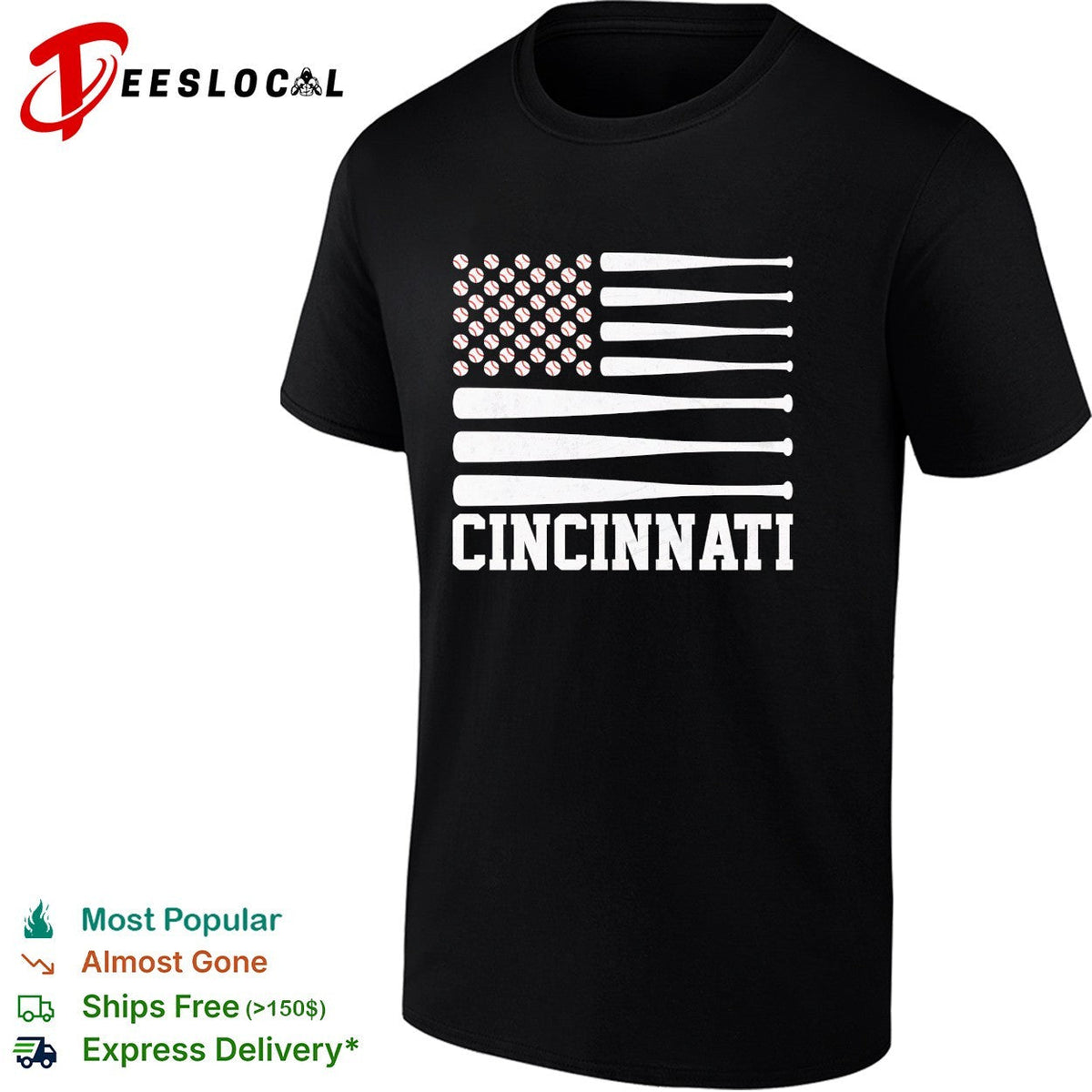 Cincinnati Baseball Flag American Design Major League Baseball Team Fan Shirt Unisex