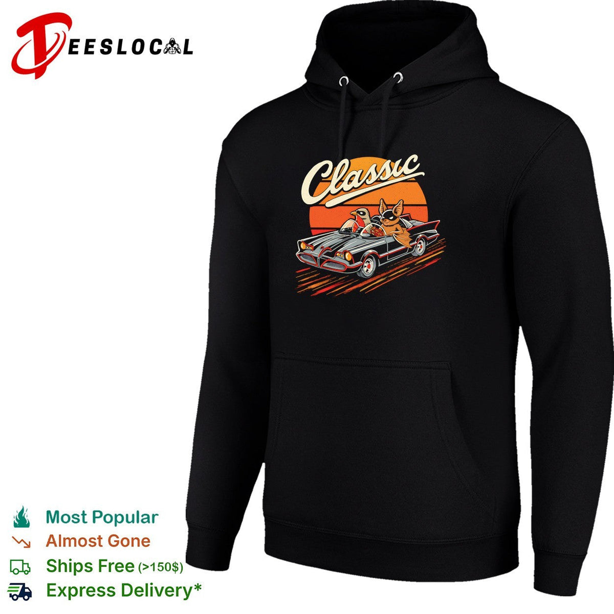 Classic Car Duo A bat and a robin in their hero mobile vintage shirt Unisex