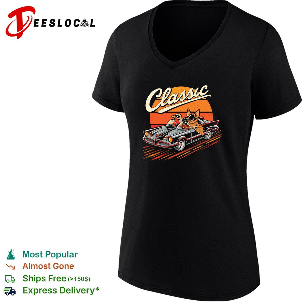 Classic Car Duo A bat and a robin in their hero mobile vintage shirt Unisex