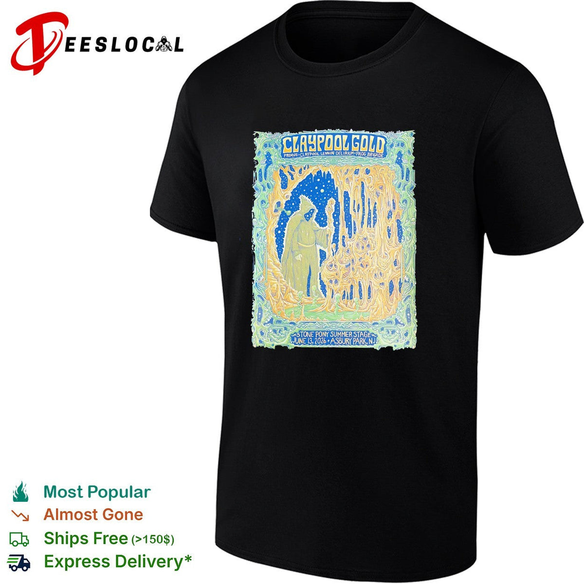 Claypool Gold Primus Claypool Lennon Delirium and Frog Brigade Asbury Park 2026 shirt Unisex