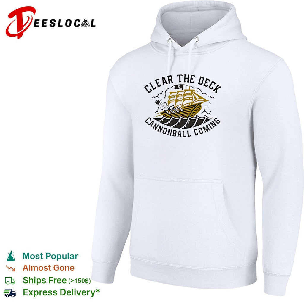 Clear the deck cannonball coming pirate ship shirt Unisex