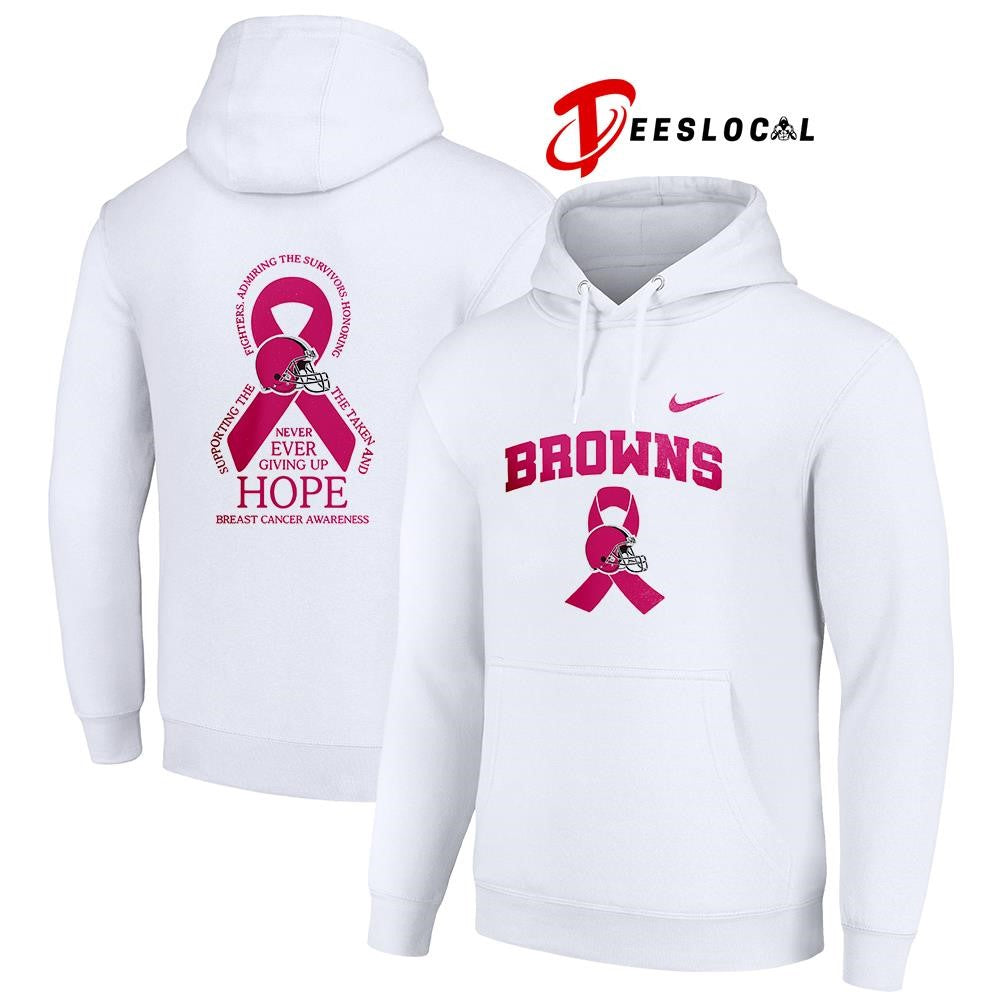 Cleveland Browns never ever giving up hope breast cancer awareness shirt Unisex