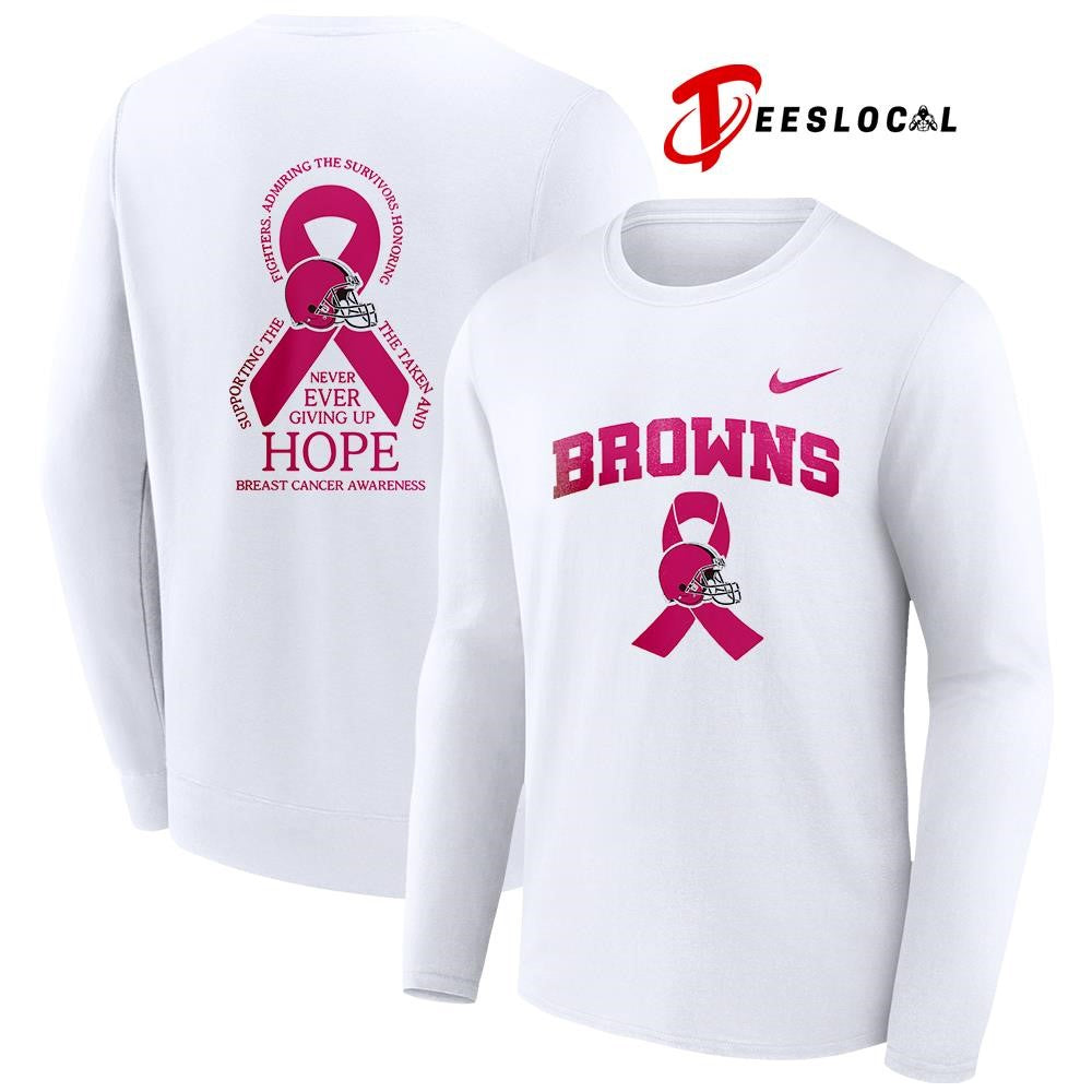 Cleveland Browns never ever giving up hope breast cancer awareness shirt Unisex