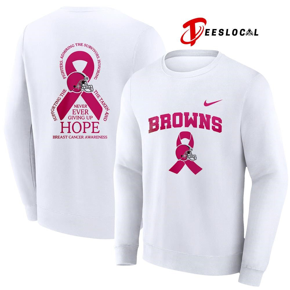 Cleveland Browns never ever giving up hope breast cancer awareness shirt Unisex