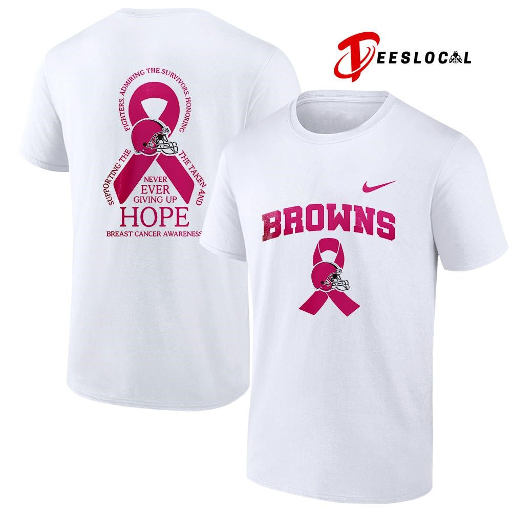 Cleveland Browns never ever giving up hope breast cancer awareness shirt Unisex