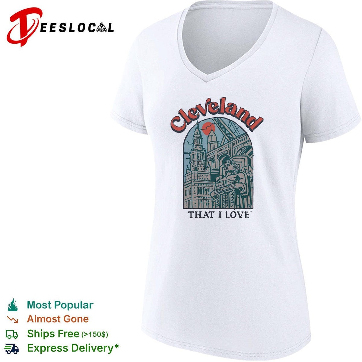 Cleveland That I Love city arch illustration art shirt Unisex