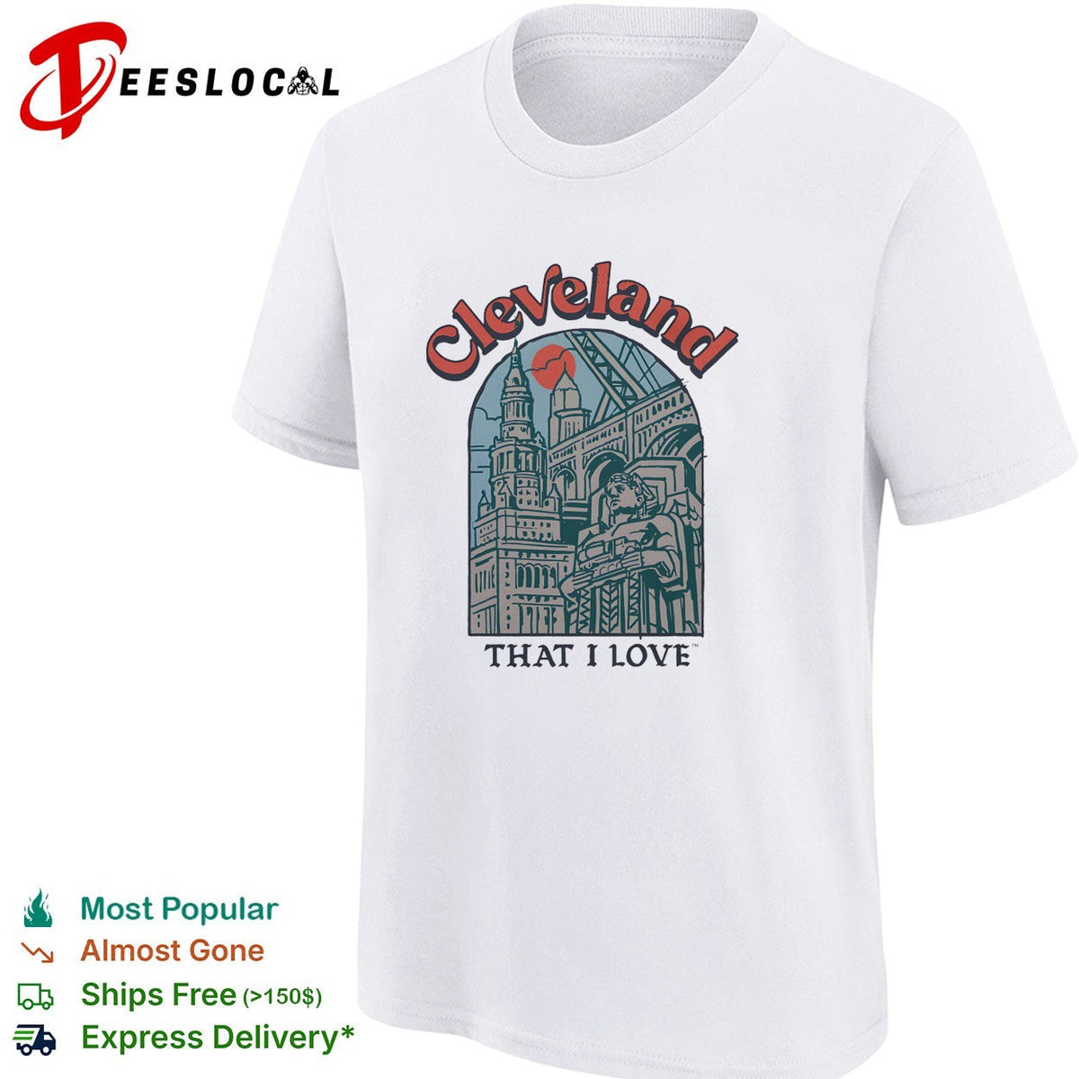 Cleveland That I Love city arch illustration art shirt Unisex