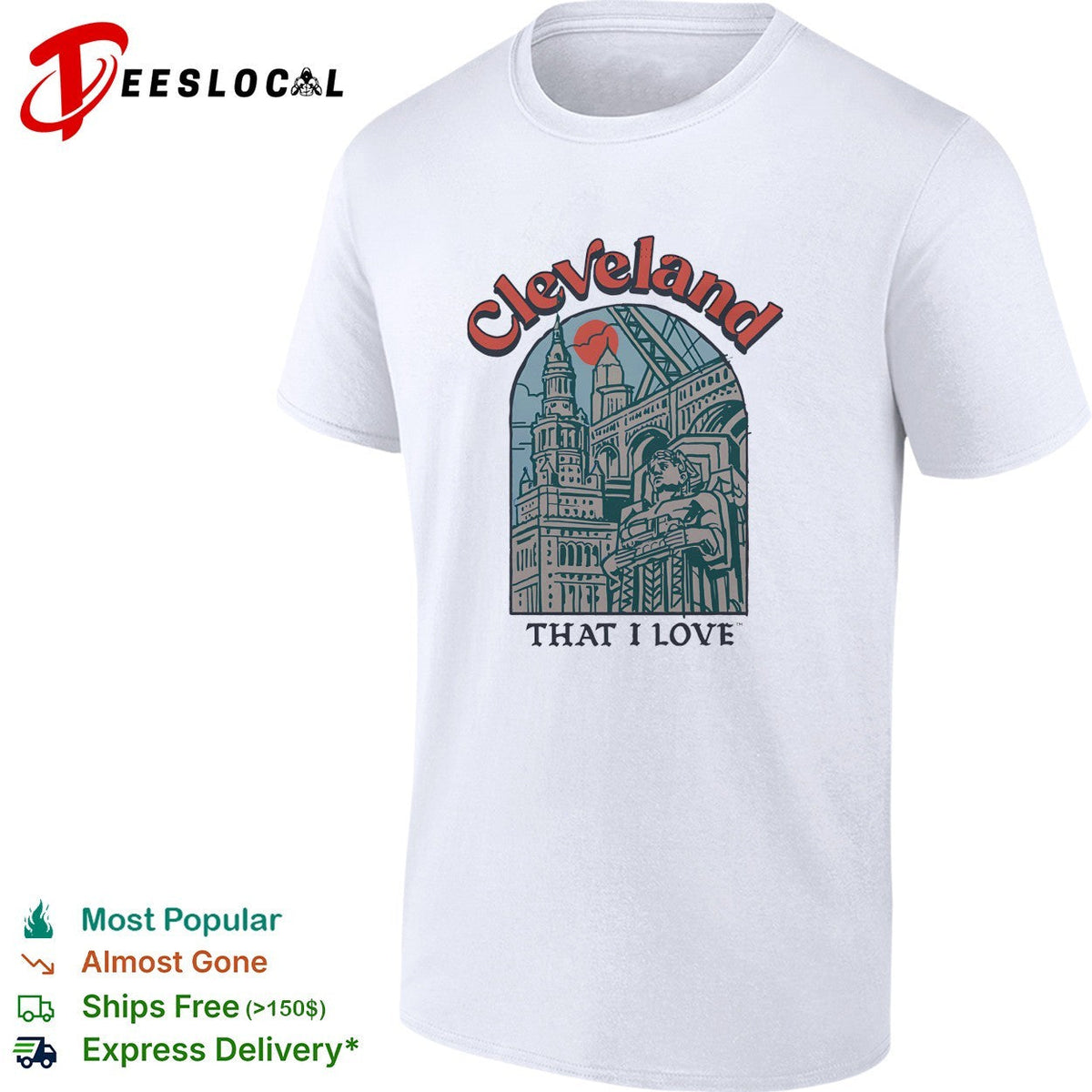 Cleveland That I Love city arch illustration art shirt Unisex