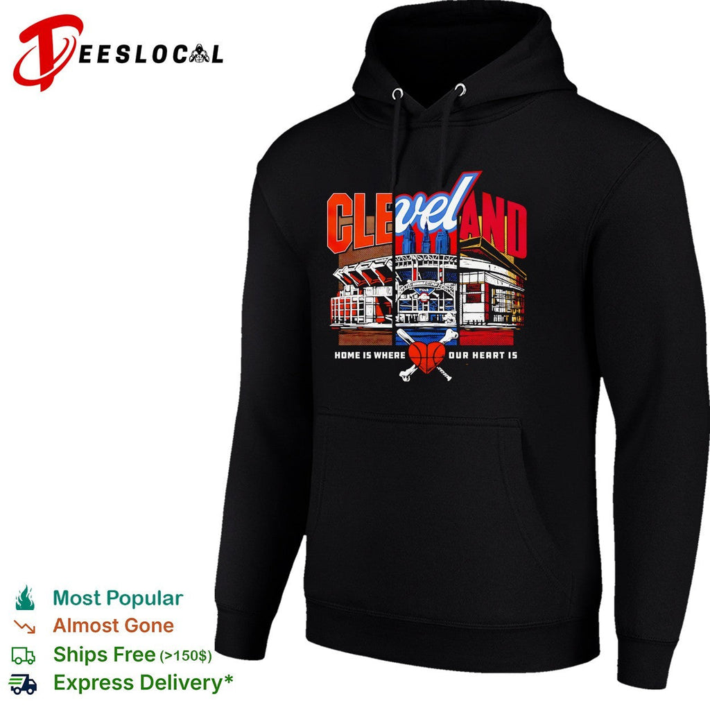Cleveland baseball home is where our heart is stadium illustration shirt Unisex
